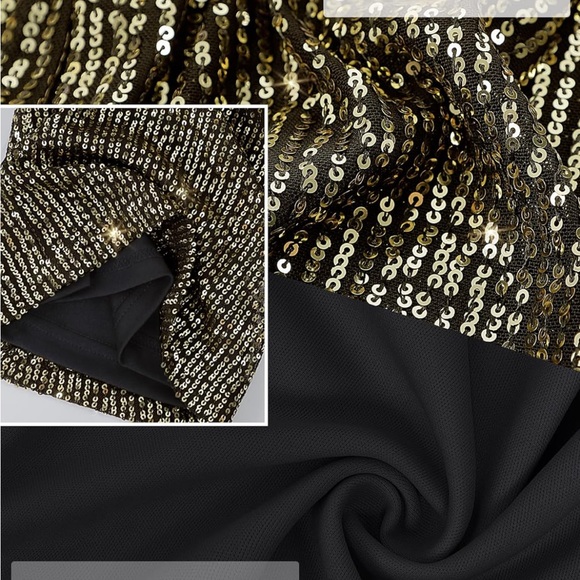 Black and Gold Sequin High Waisted Sparkly Wide leg Pants Wide Leg Pants. Med. - Picture 5 of 15